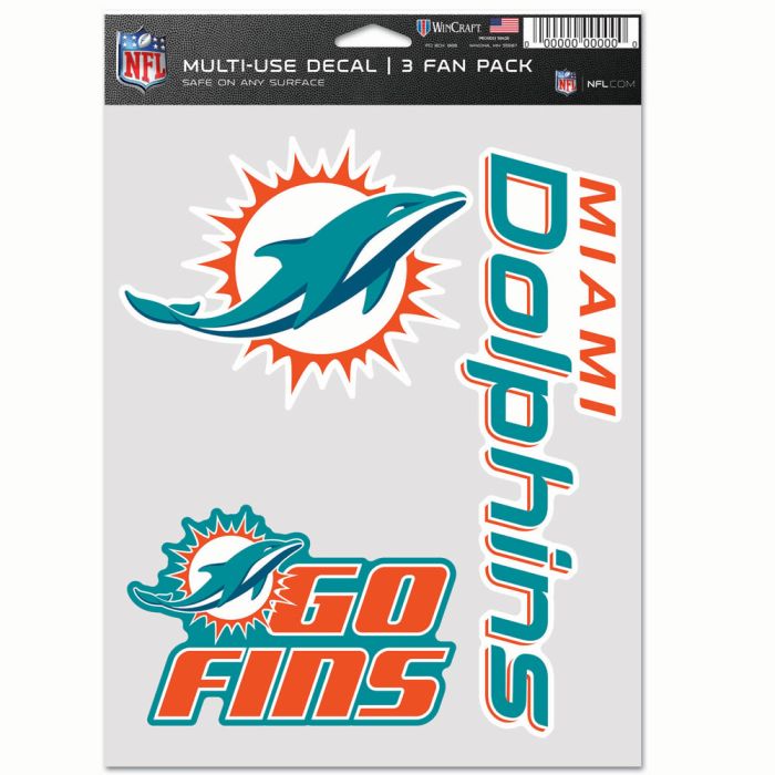 NFL Team Decal 3 Pack Miami Dolphins