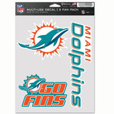 NFL Team Decal 3 Pack Miami Dolphins