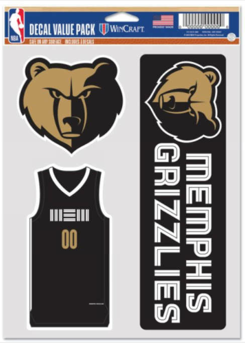 NBA Team City Edition Decal 3 Pack Memphis Grizzlies