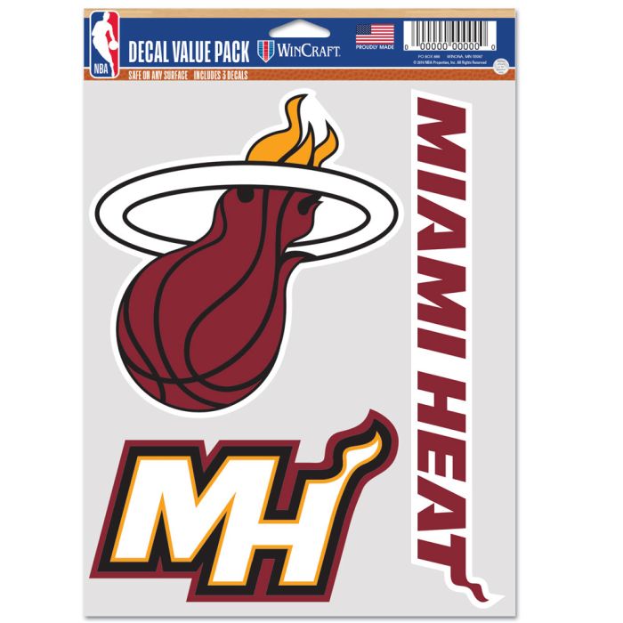 NBA Team Decal 3 Pack Miami Heat