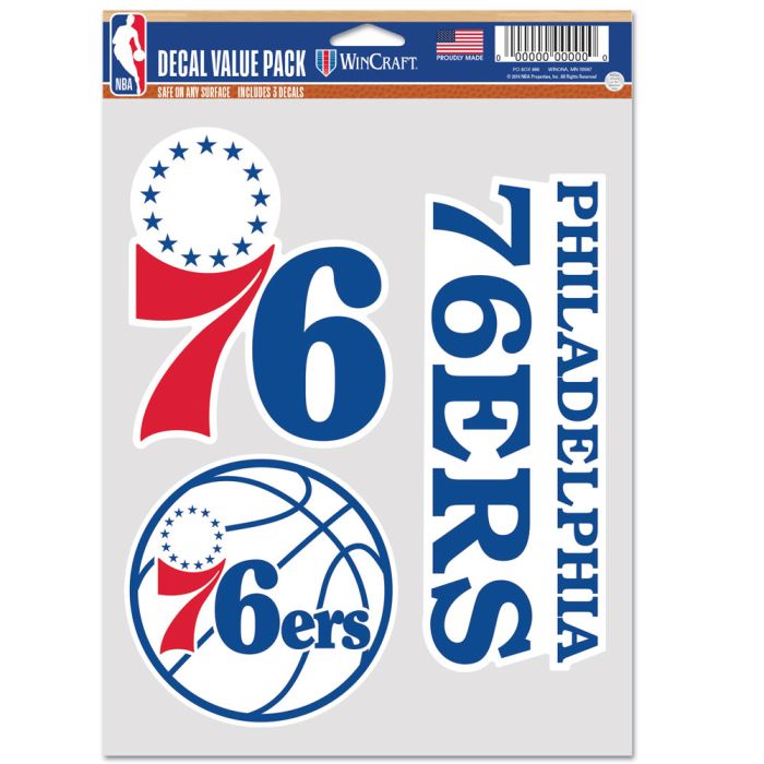 NBA Team Decal 3 Pack Philadelphia 76ers