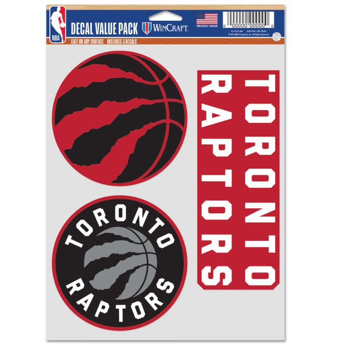 NBA Team Decal 3 Pack Toronto Raptors