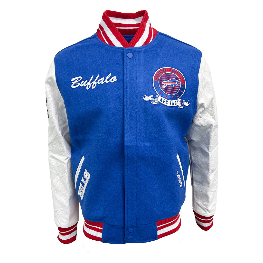 Pro Standard NFL Team Badge Wool Varsity Jacket Buffalo Bills Royal Blue/Red