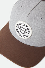 Brixton Crest C MP Snapback Heather Grey/Pinecone Brown