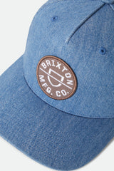 Brixton Crest C MP Snapback Medium Rinse Denim