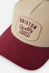 Brixton Hubal C MP Trucker Cap Oatmeal/Dark Brick Corduroy