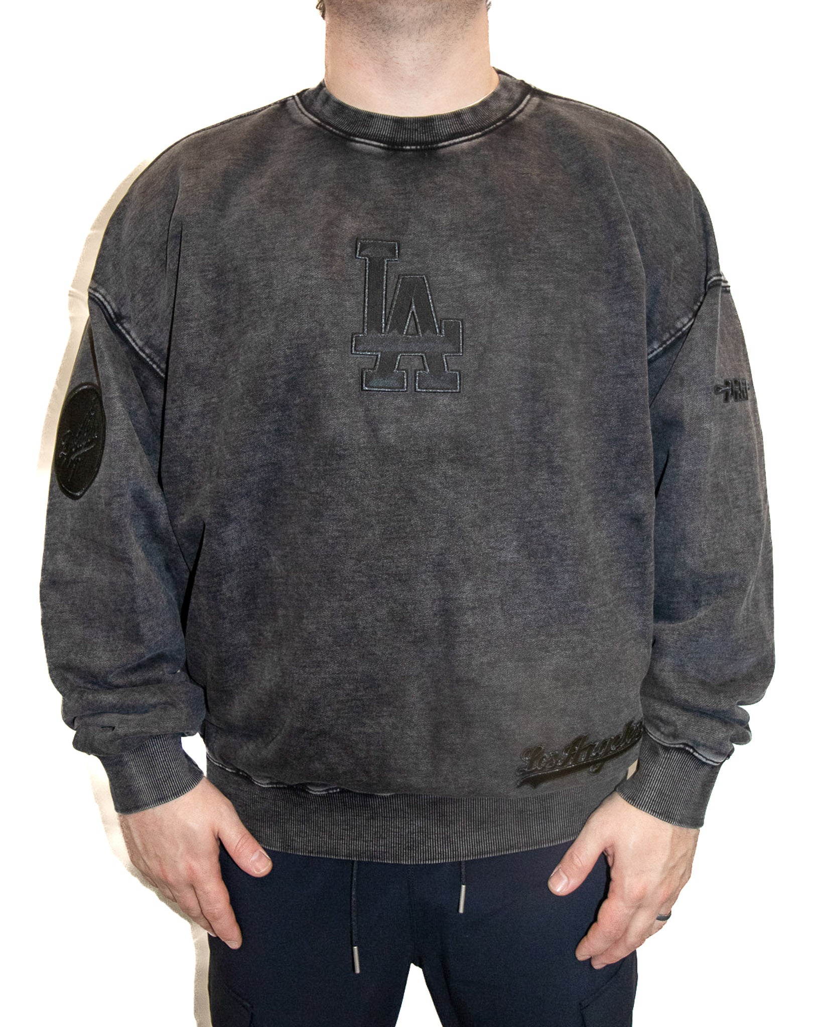Pro Standard MLB Washed Classic Drop Shoulder Crewneck Los Angeles Dodgers Washed Black