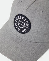 Brixton Crest C MP Snapback Light Heather Grey/Light Heather Grey