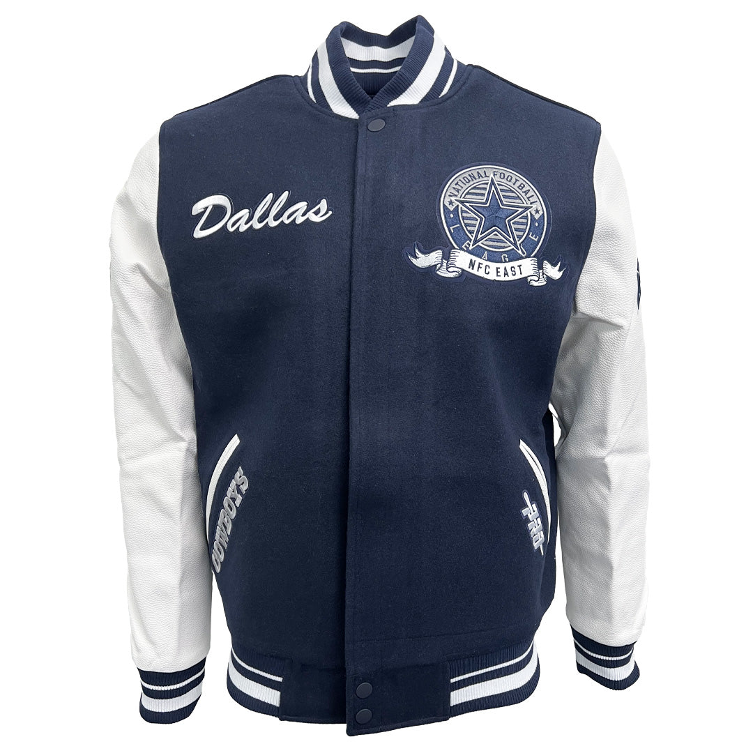 Pro Standard NFL Team Badge Wool Varsity Jacket Dallas Cowboys Midnight Navy/White