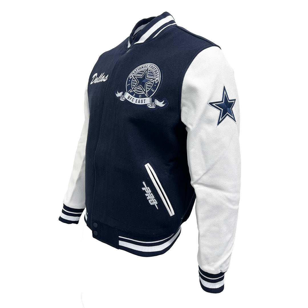 Pro Standard NFL Team Badge Wool Varsity Jacket Dallas Cowboys Midnight Navy/White