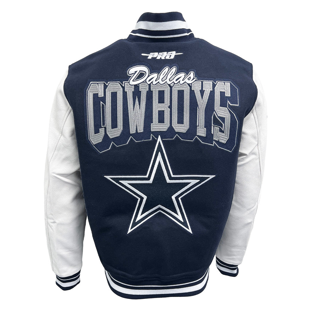 Pro Standard NFL Team Badge Wool Varsity Jacket Dallas Cowboys Midnight Navy/White
