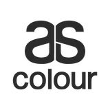 Dark grey stylized ’as’ logo with the word ’colour’ beneath it.