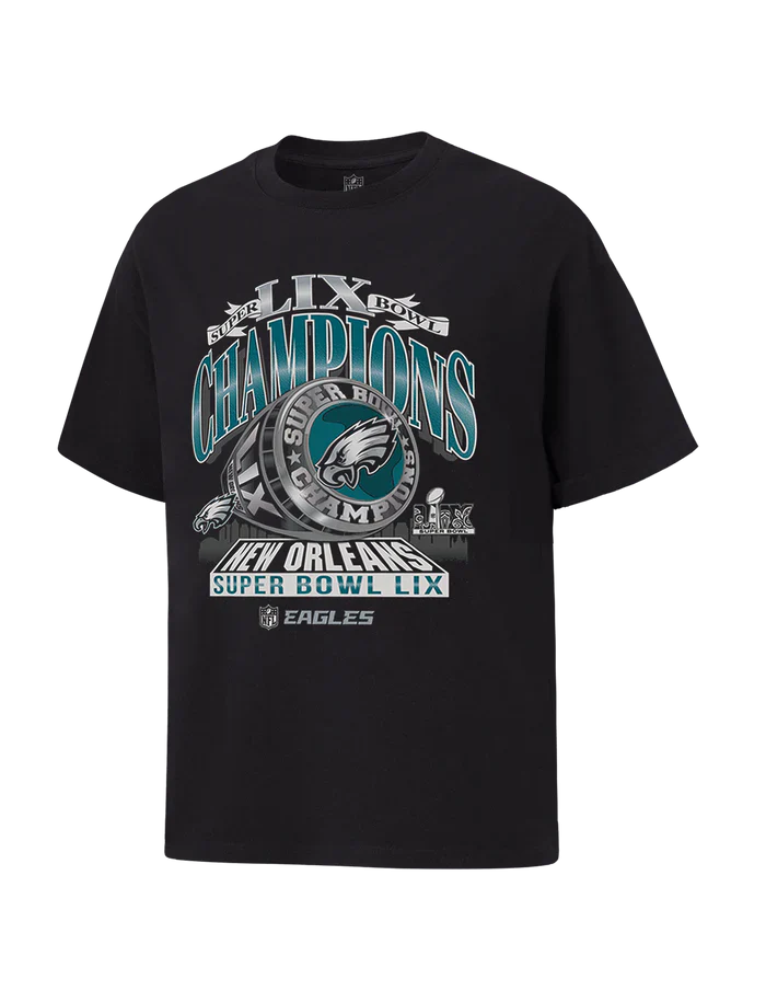Majestic NFL Super Bowl LIX Champs Vintage T-Shirt Philadelphia Eagles Black