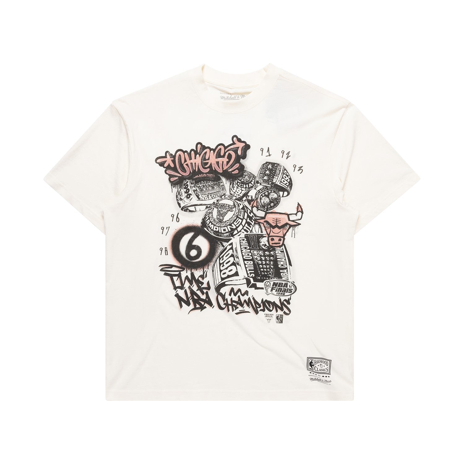 Mitchell & Ness NBA 6 Time Champs Graffiti Tee Chicago Bulls Unbleached