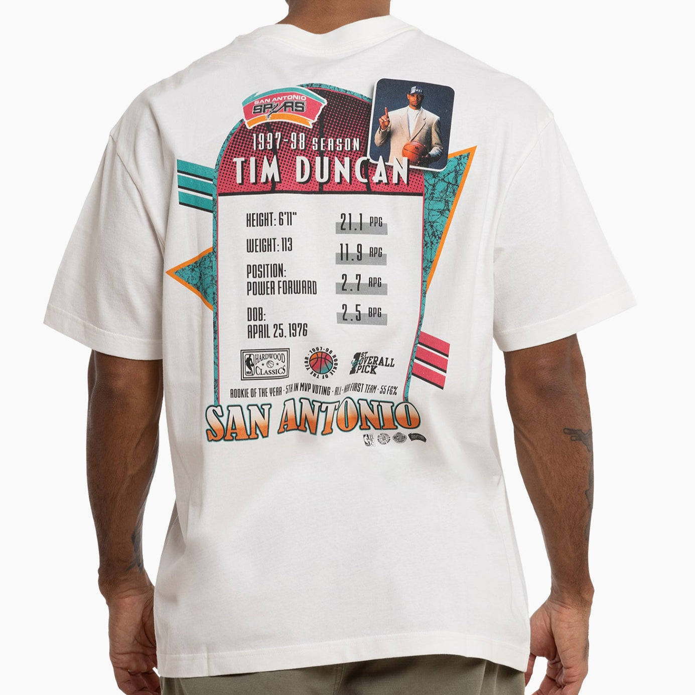 Mitchell & Ness NBA Draft Rookie Year Tee San Antonio Spurs Tim Duncan Vintage White