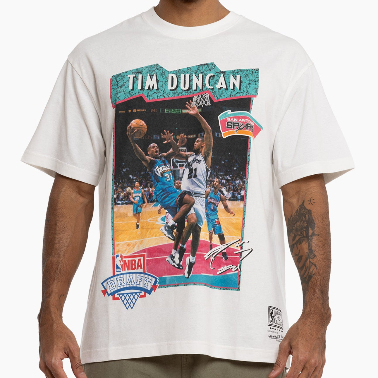 Mitchell & Ness NBA Draft Rookie Year Tee San Antonio Spurs Tim Duncan Vintage White