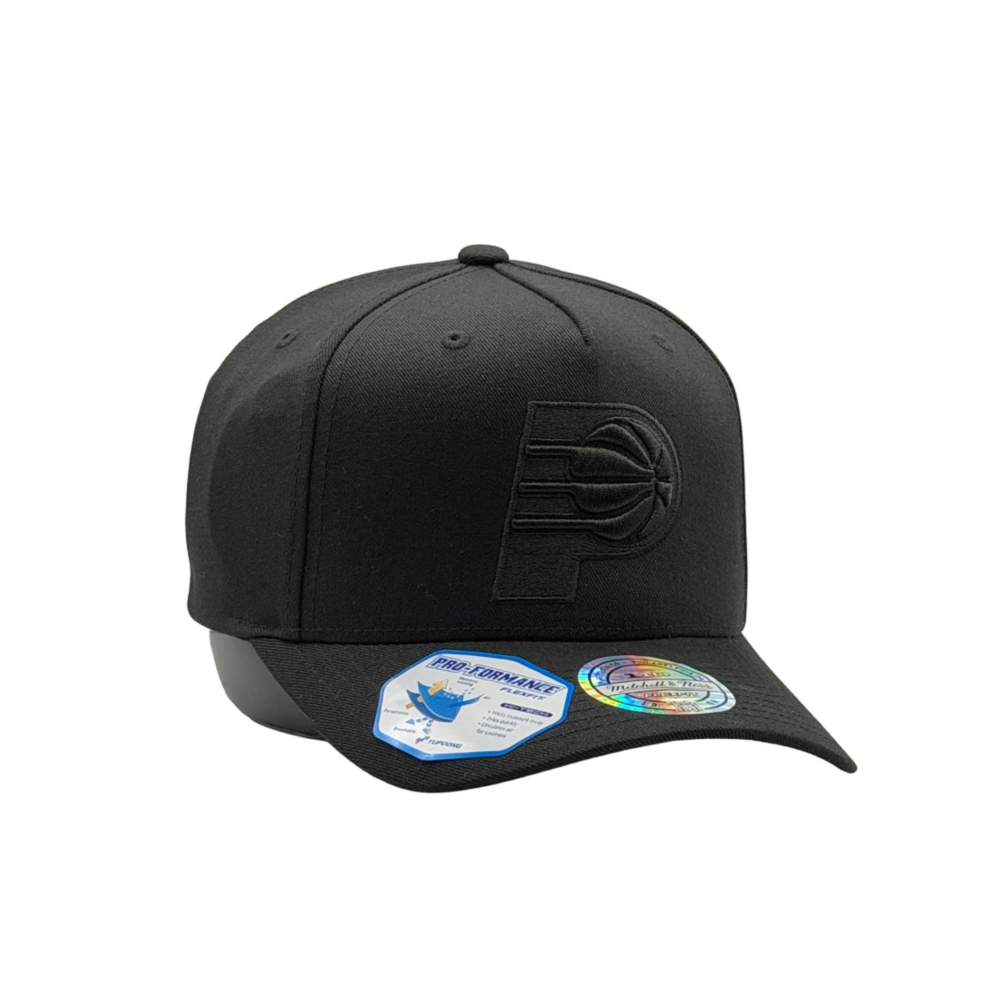Mitchell & Ness NBA Flexfit 110 Black On Black Indiana Pacers