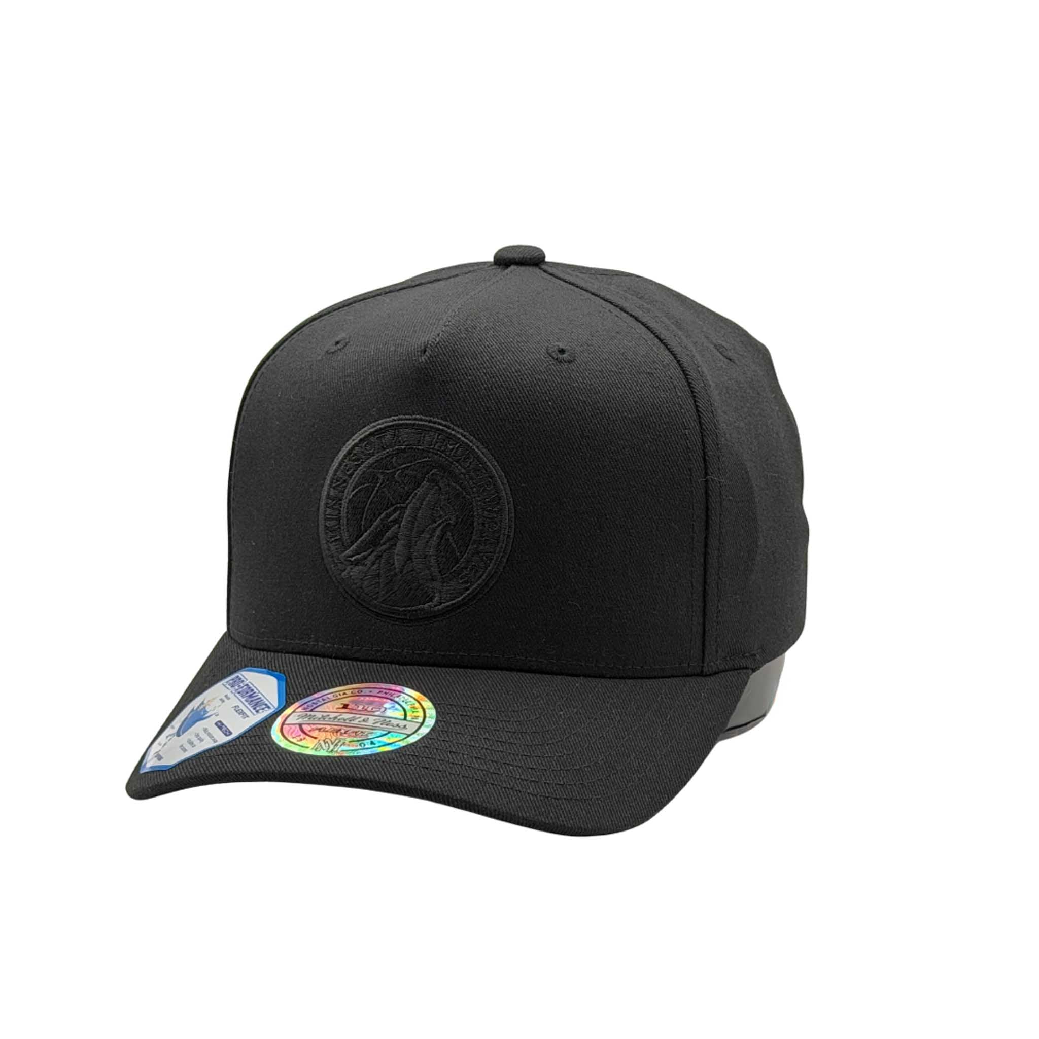 Mitchell & Ness NBA Flexfit 110 Black On Black Minnesota Timberwolves