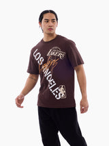 Mitchell & Ness NBA Stencil Tee Los Angeles Lakers Seal Brown
