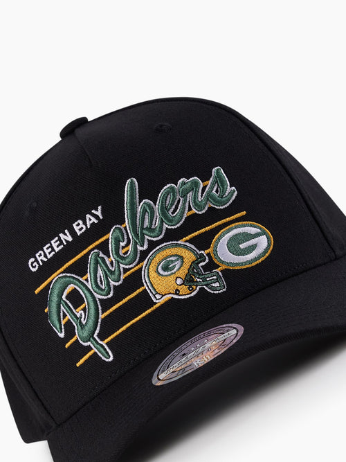 Mitchell & Ness NFL Flexfit 110 Team Script Green Bay Packers Black