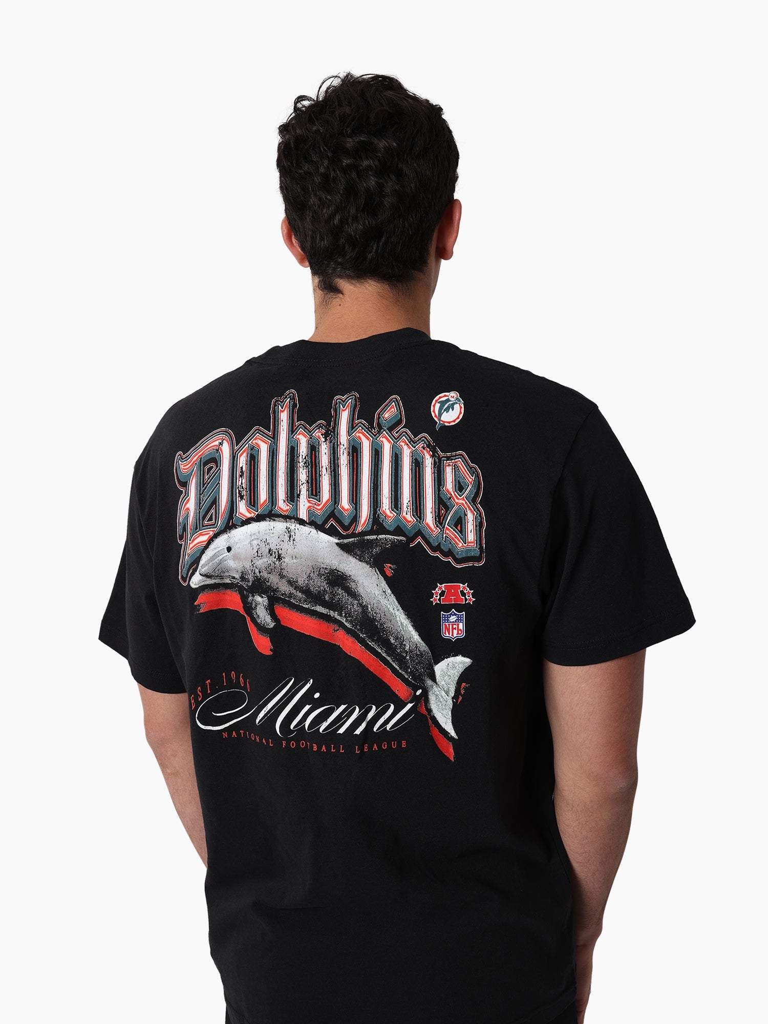 Mitchell & Ness NFL Gothic Script Tee Miami Dolphins Faded Black