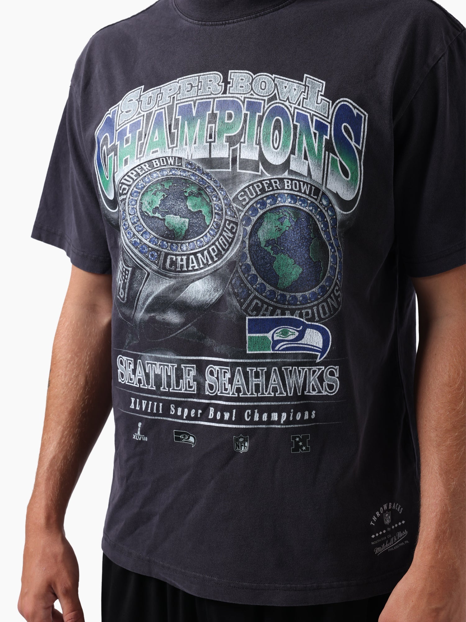 Mitchell & Ness NFL Super Bowl History Tee Seattle Seahawks Washed Black