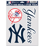 MLB Team Decal 3 Pack New York Yankees