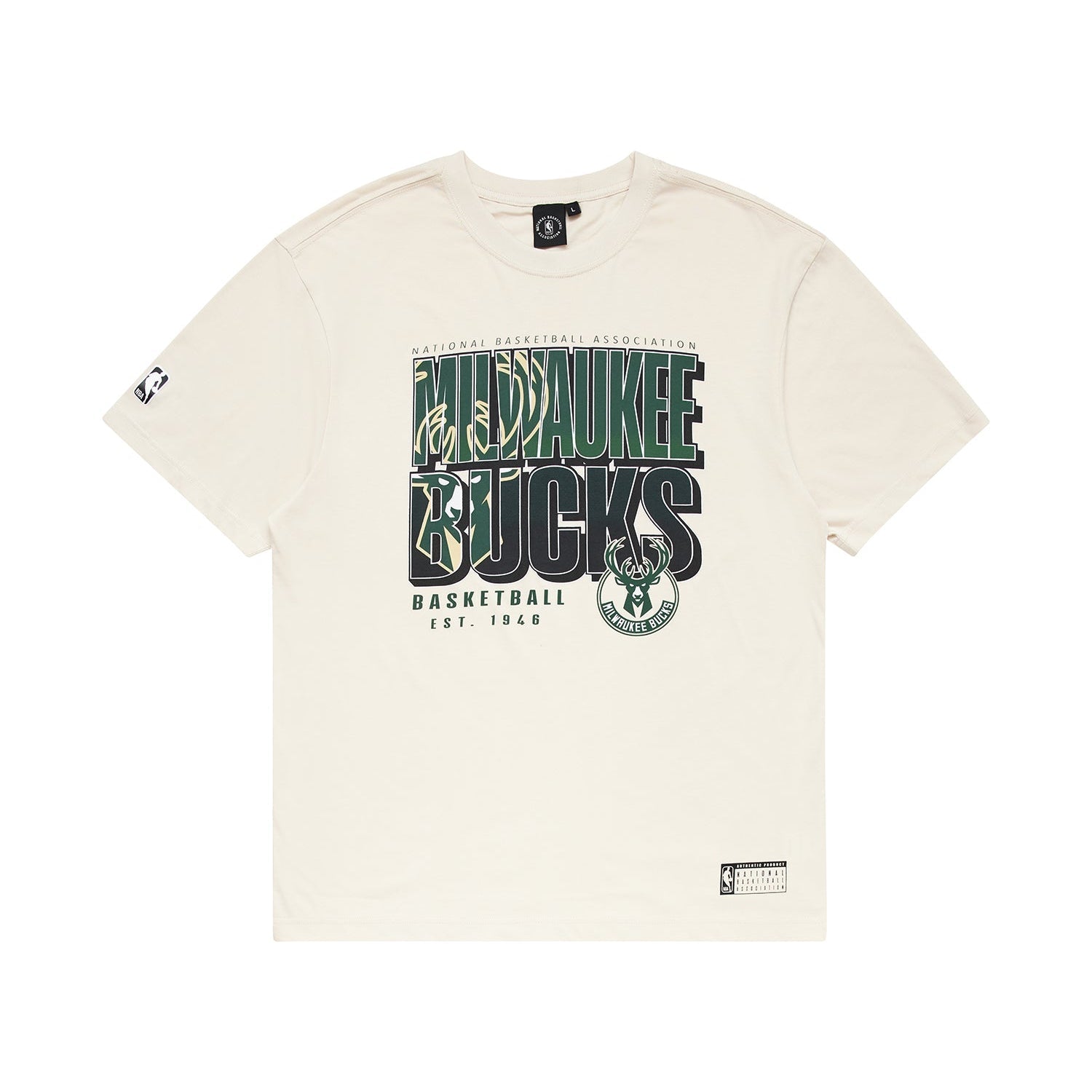 NBA Essentials Hartford Vintage Tee Milwaukee Bucks Chalk