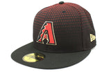 Black and red fitted Arizona Diamondbacks baseball cap with embroidered front logo