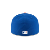 Blue MLB fitted baseball cap rear view with league logo patch