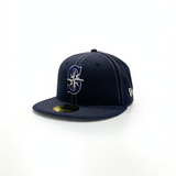 New Era 59Fifty MLB Ivory Contrast Seattle Mariners Navy