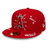 New Era 59Fifty MLB Scribble Anaheim Angels Scarlet