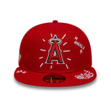 New Era 59Fifty MLB Scribble Anaheim Angels Scarlet