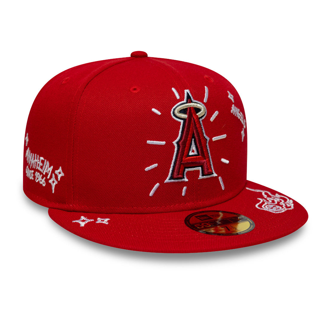 New Era 59Fifty MLB Scribble Anaheim Angels Scarlet