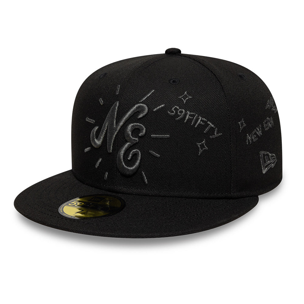 New Era 59Fifty Scribble New Era Branded Black