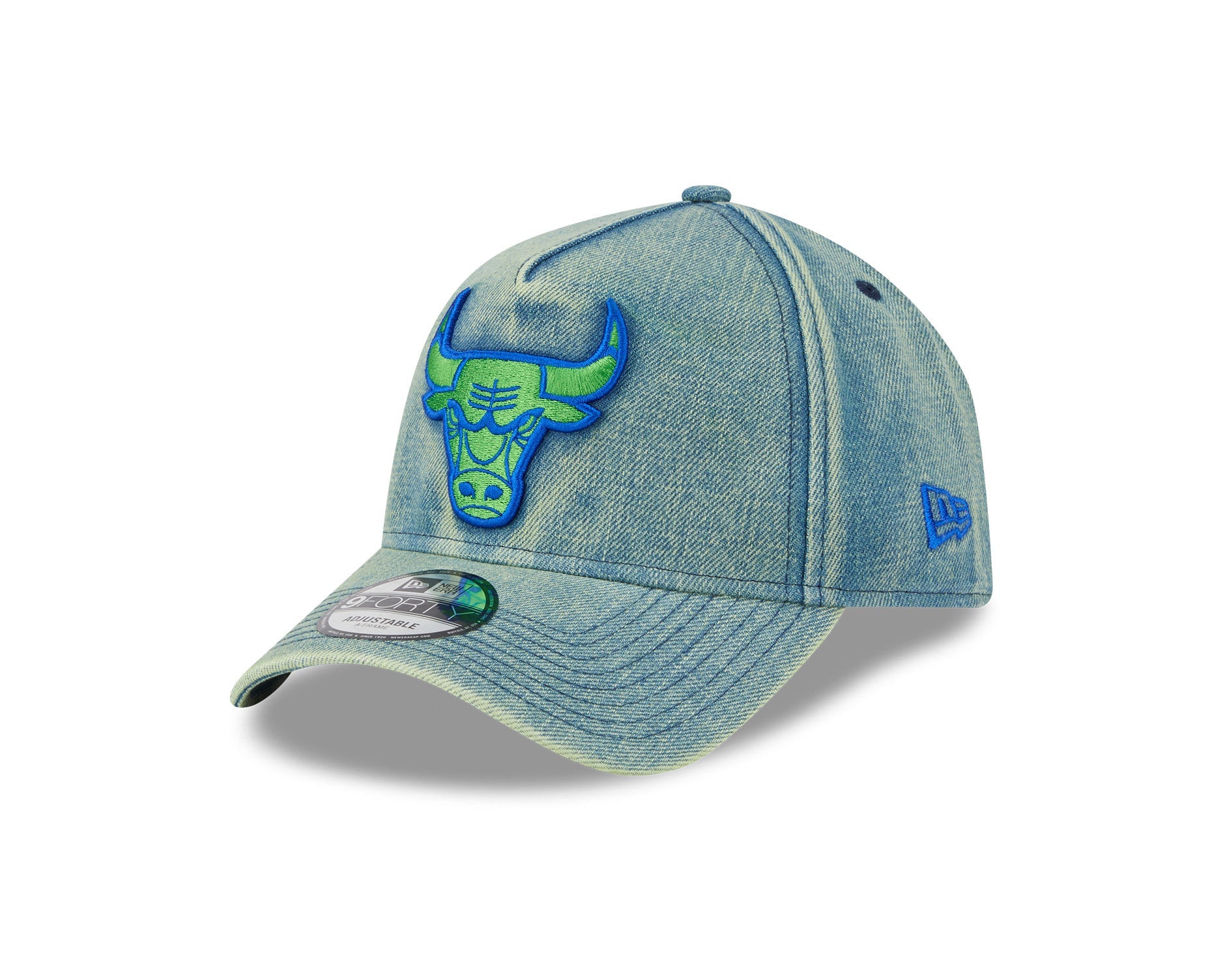 New Era 9Forty A-Frame NBA Green Acid Denim Chicago Bulls