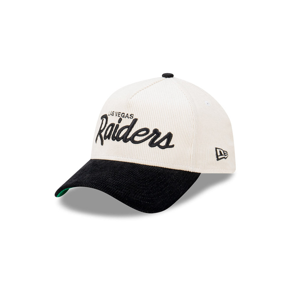 New Era 9Forty A-Frame NFL Cord Script Las Vegas Raiders White Black