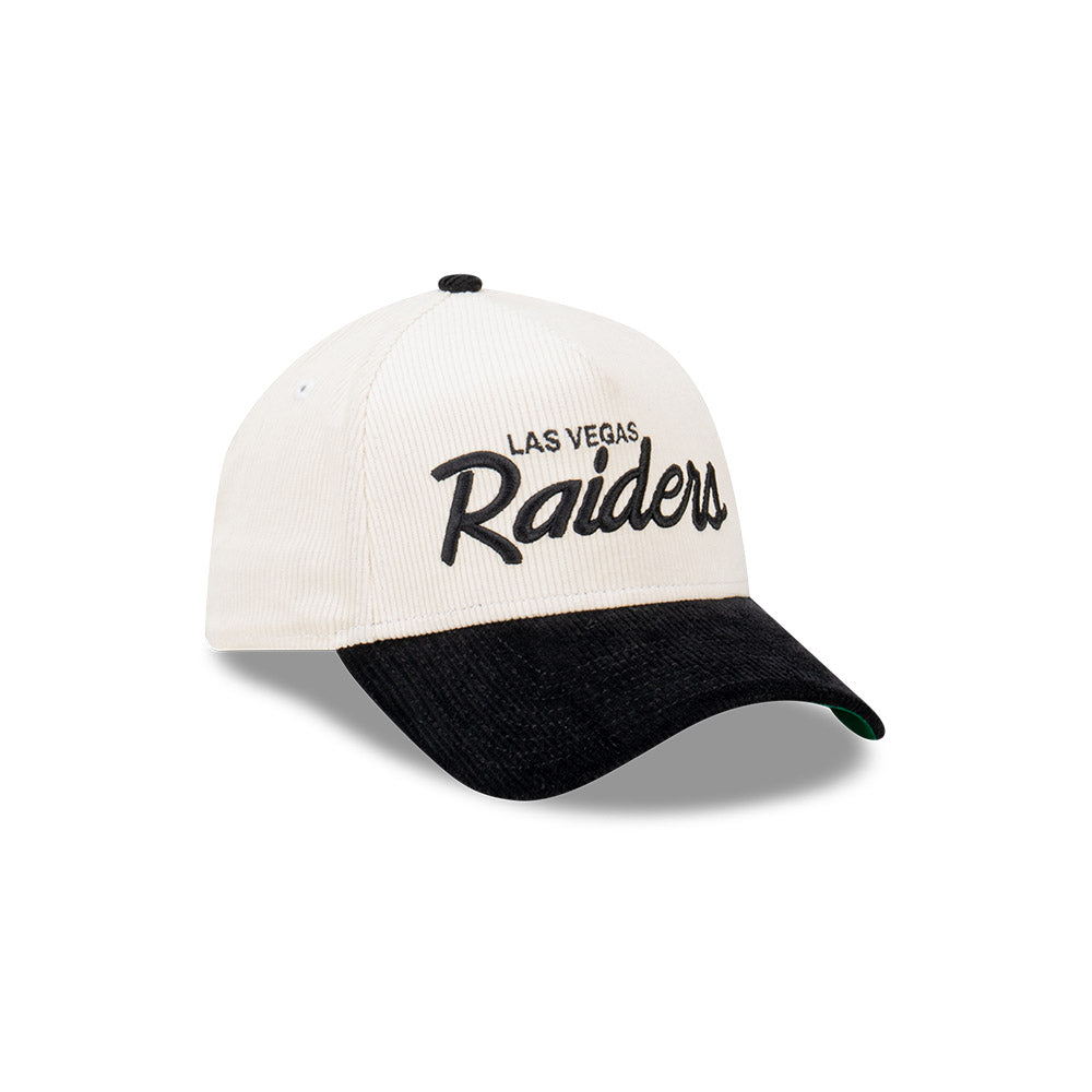 New Era 9Forty A-Frame NFL Cord Script Las Vegas Raiders White Black