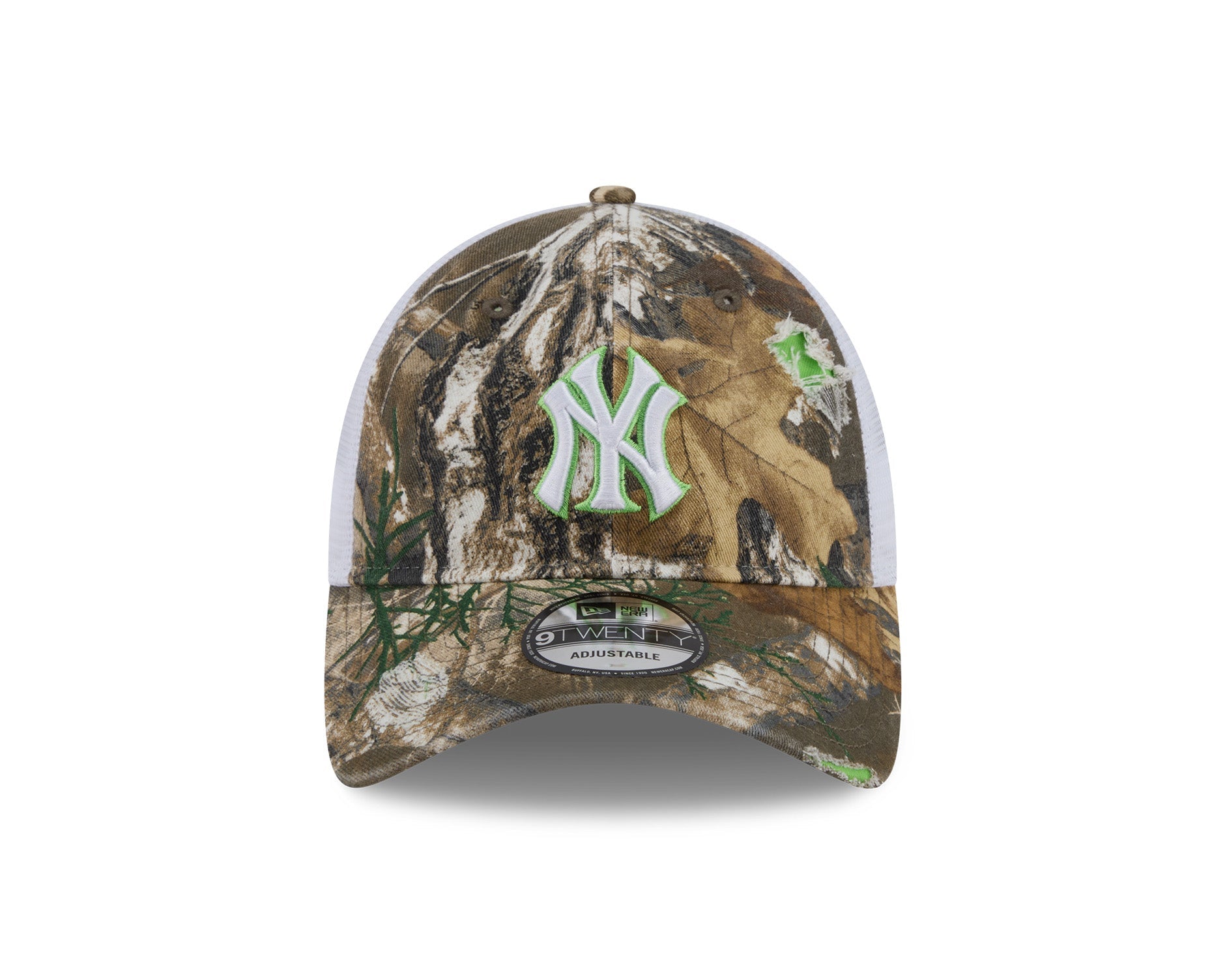 New Era 9Twenty MLB Real Tree Distressed New York Yankees Cyber Green Pop