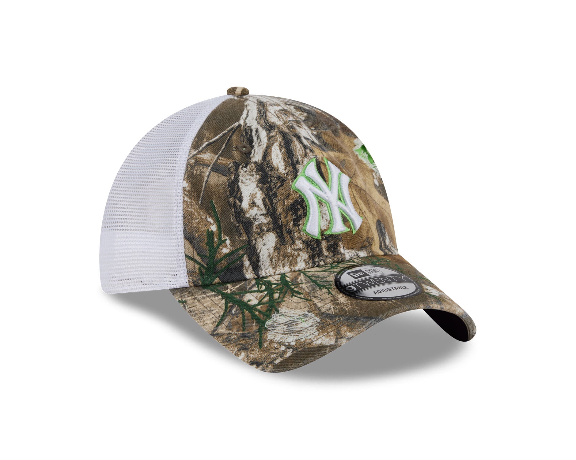 New Era 9Twenty MLB Real Tree Distressed New York Yankees Cyber Green Pop