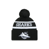 New Era Beanie NRL 2025 Black White Team Cronulla-Sutherland Sharks