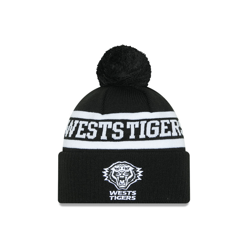 New Era Beanie NRL 2025 Black White Team Wests Tigers