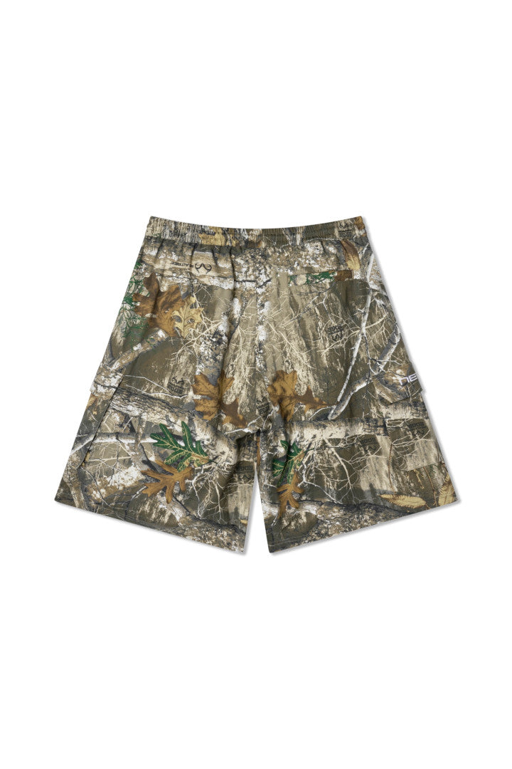New Era Branded Eazy Cargo Shorts Real Tree Camo