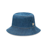 New Era Bucket Reversible Plaid Mid Washed Denim Wheat