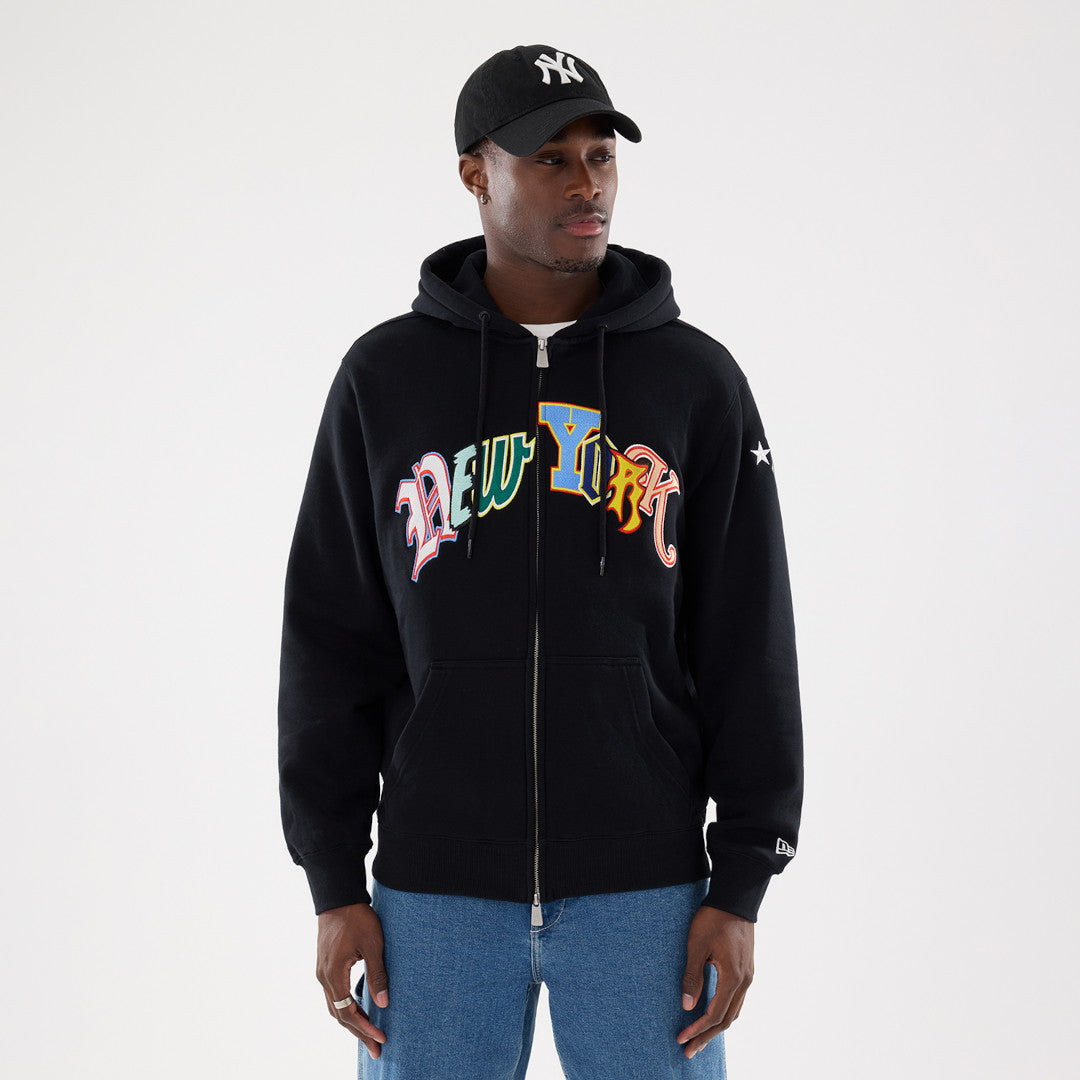 New Era MLB Multi Letter 2Way Zip Hoodie New York Yankees Black