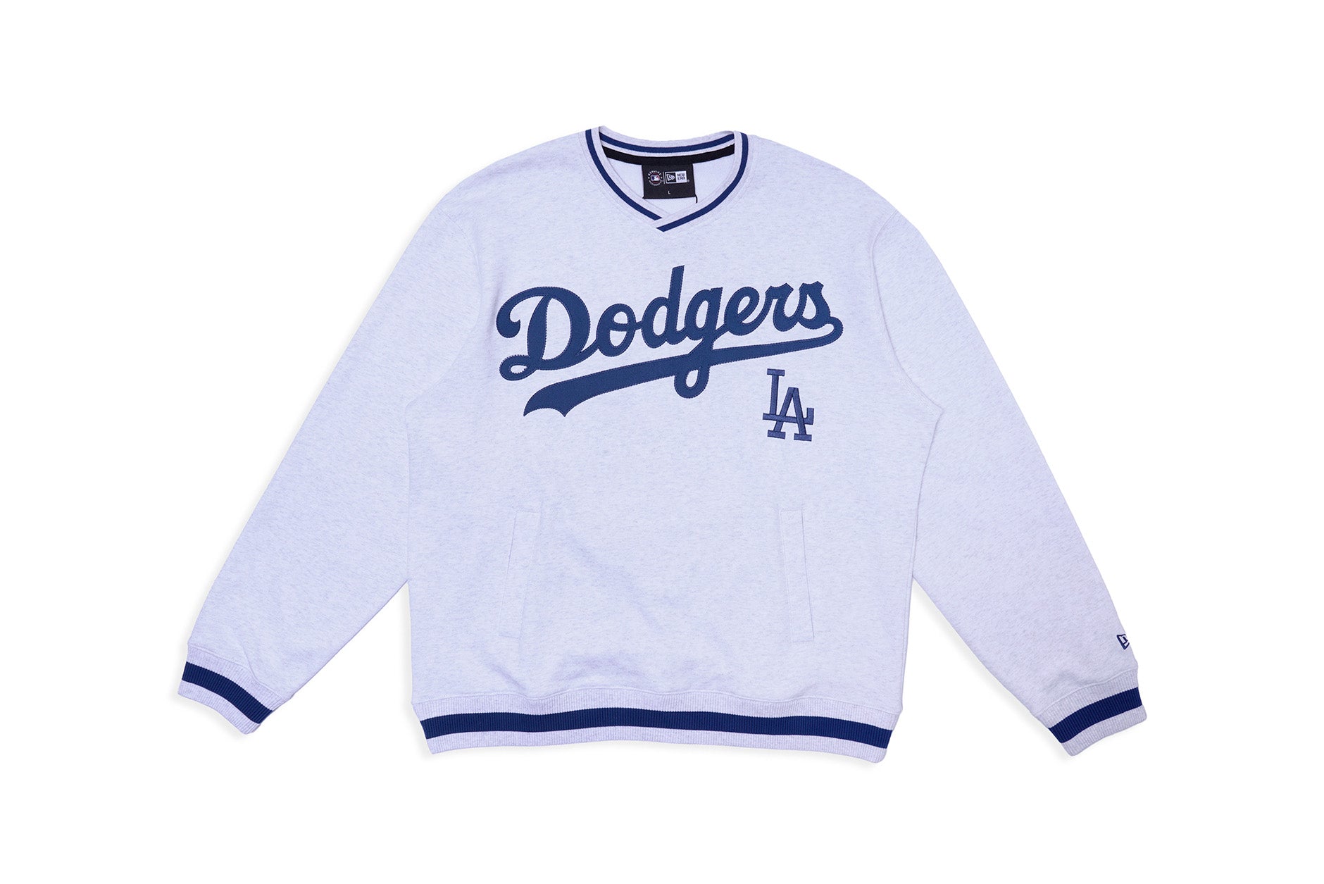New Era MLB Varsity V Neck Crew Los Angeles Dodgers Grey