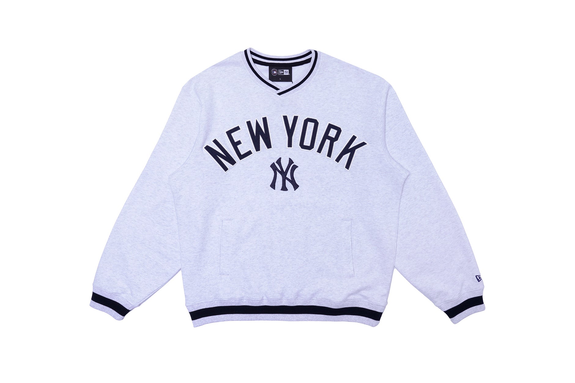 New Era MLB Varsity V Neck Crew New York Yankees Grey