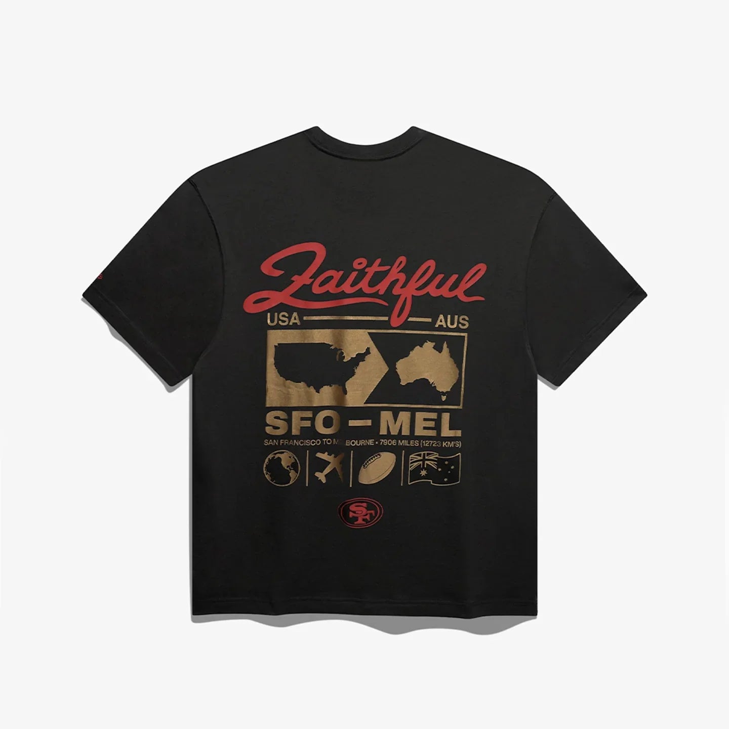 New Era NFL T-Shirt SFO To Melbourne San Francisco 49ers Black