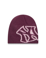 New Era Skully Beanie Oversized Logo New York Yankees Frosted Burgundy