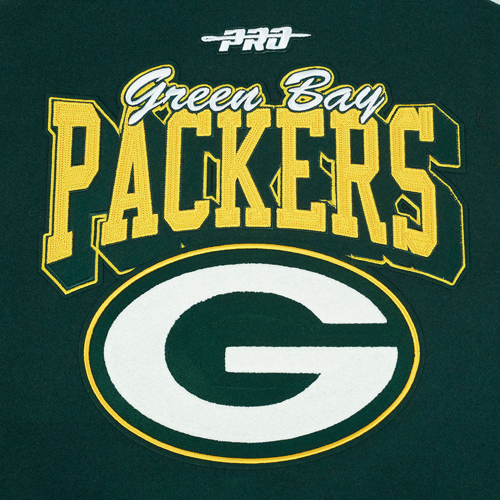 Pro Standard NFL Team Badge Wool Varsity Jacket Green Bay Packers Forest Green/White